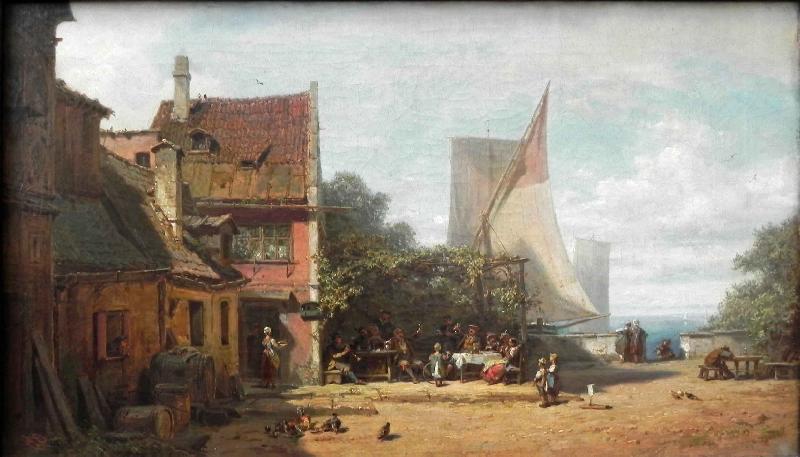 Carl Spitzweg Old tavern near lake Starnberger See oil painting picture